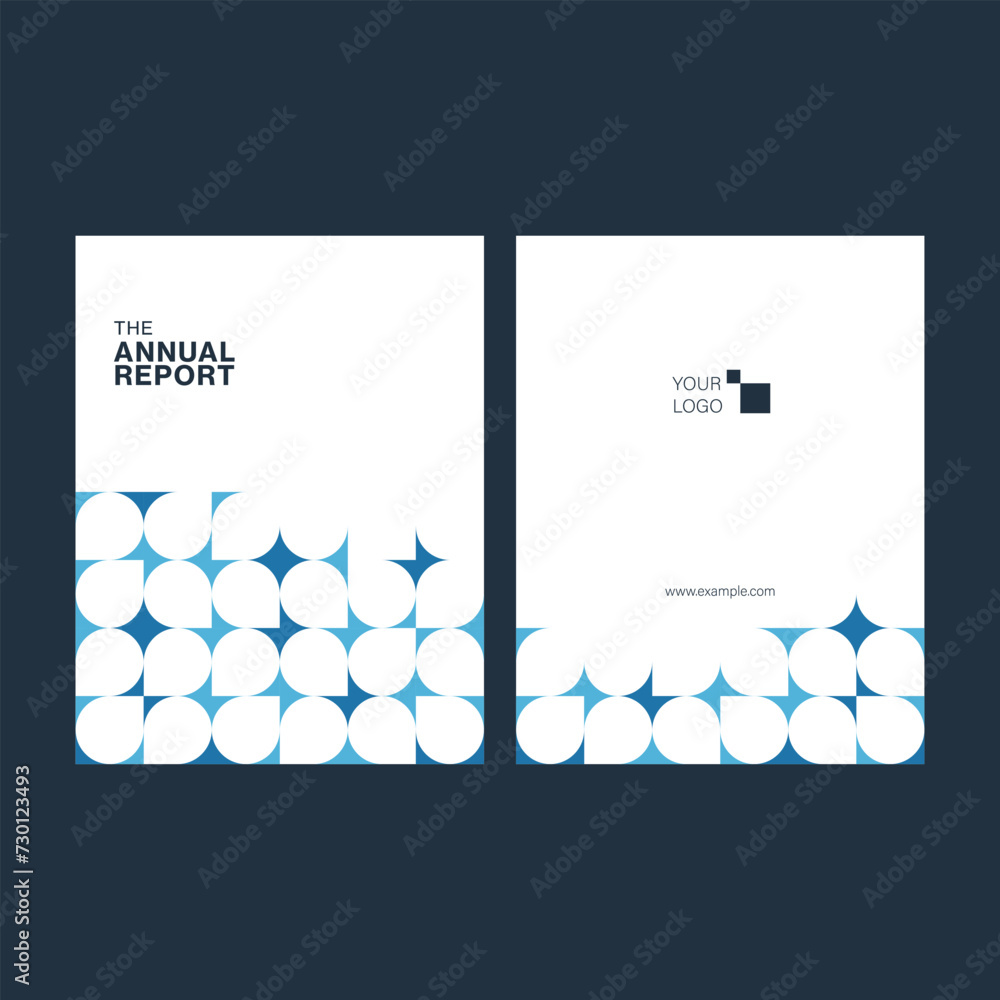 Poster annual report cover template with geometric vector pattern, minimal design style.