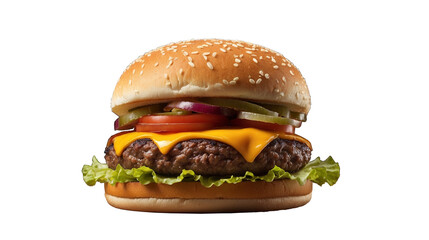 Hamburger isolated on a transparent background. AI generative