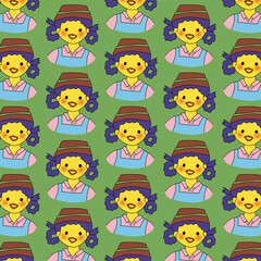 Fabric pattern, wallpaper pattern, flower cute, flower beautiful, bird pattern, cartoon, cute girl, 