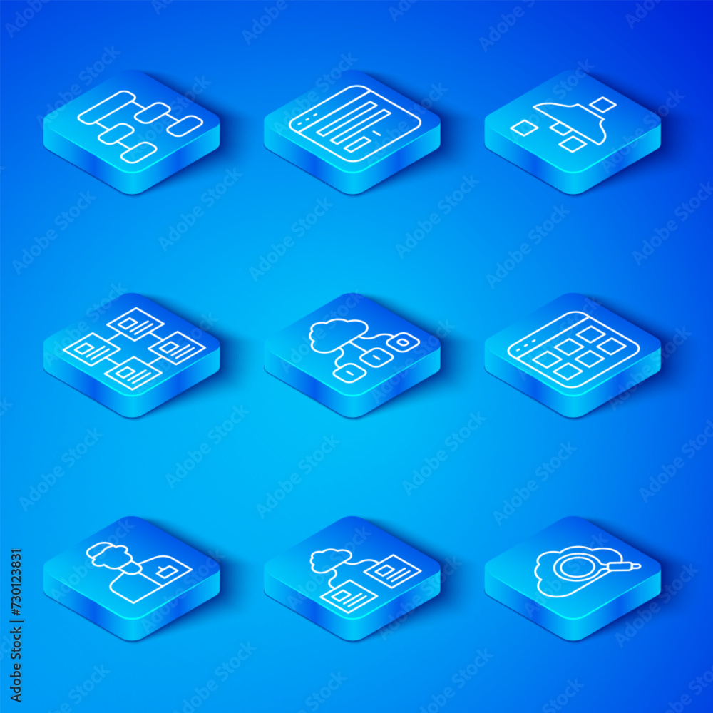 Poster set line analyst engineer, cloud technology data transfer, browser files, filter setting, hierarchy 