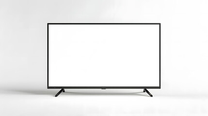TV set mockup with blank white screen on white background