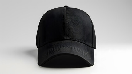 Blank black baseball cap mockup on white background
