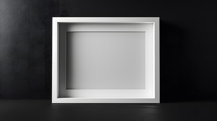 Blank white frame mockup on black background