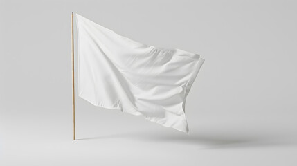 The blank white flag mockup on white background