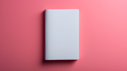 Blank white book cover mockup, pink background