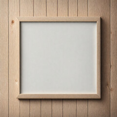 White panel on wooden background, blank space for text