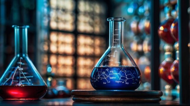 Image of a vibrant glass flask vial, Illuminating the intersection of art and science