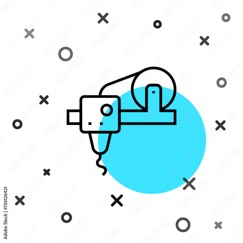 Aufkleber black line 3d printer icon isolated on white background. 3d printing. random dynamic shapes. vector