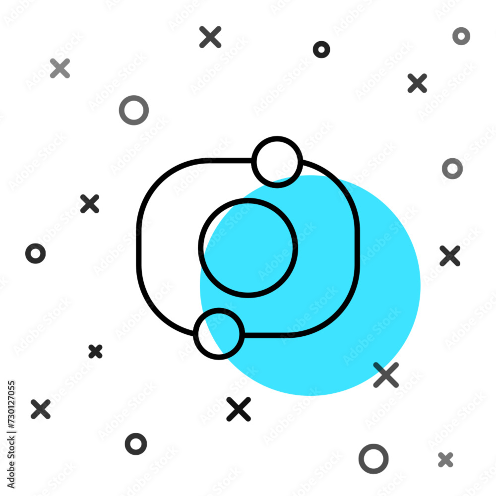 Poster black line solar system icon isolated on white background. the planets revolve around the star. rand