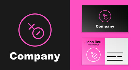 Naklejka premium Pink line Venus symbol icon isolated on black background. Astrology, numerology, horoscope, astronomy. Logo design template element. Vector
