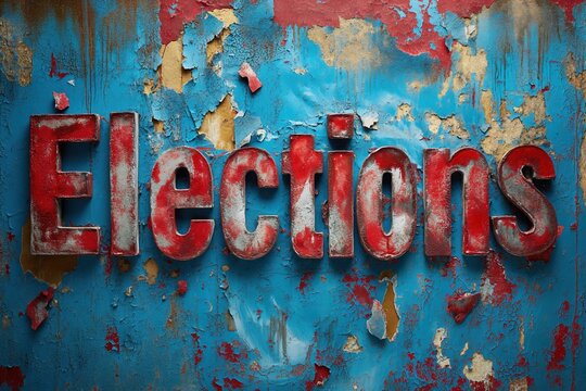 Unveil the worn-out remnants of an election, as a rusty sign whispers the tales of past political battles.
