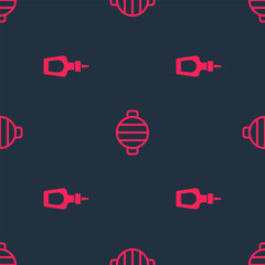 Fototapeta premium Set Sauce bottle and Barbecue grill on seamless pattern. Vector
