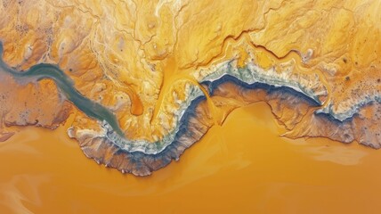 Minimalist bird's-eye view of a snaking river through the Painted Desert, emphasizing the clean lines against the barren landscape