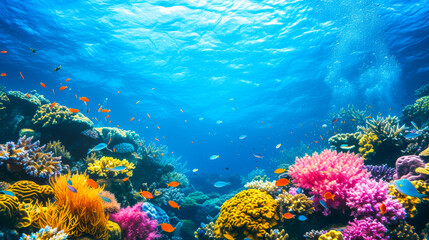 Fototapeta na wymiar underwater, blue, fish, nature, sea, animal