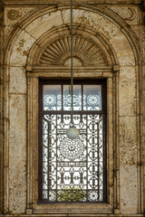 Detail of a window of Mohammed Ali (or Muhammad Ali) mosque in the caladin Citadel of Cairo, Egypt