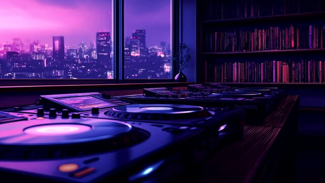 Dj indoor music party, for Hip hop Dj music background. seamless looping 4k time-lapse animation video background