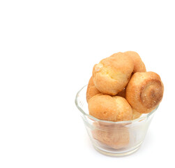 Fresh Mini Cream Puffs ,Close Up on white background 