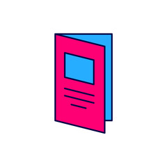 Filled outline Brochure template layout icon isolated on white background. Corporate business annual report, catalog, magazine, flyer mockup. Vector