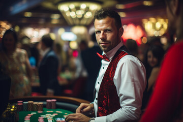 Fototapeta premium Play casino slots win games money cash conceptual Generative AI picture