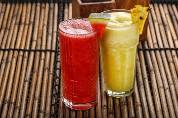 Pineapple and watermelon juice refreshment