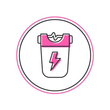 Filled outline Police electric shocker icon isolated on white background. Shocker for protection. Taser is an electric weapon. Vector