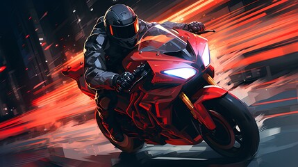 a man riding motorcycle with speed lights on the night