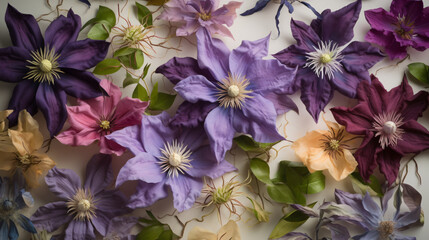 Clematis resembling a watercolor palette