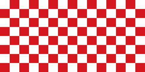 Bold Red and White Checkerboard Texture, A bold and striking checkerboard texture with deep red and white squares, creating a high-contrast visual effect - obrazy, fototapety, plakaty