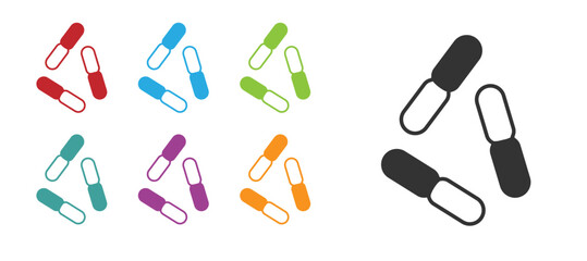 Black Virus icon isolated on white background. Corona virus 2019-nCoV. Bacteria and germs, cell cancer, microbe, fungi. Set icons colorful. Vector