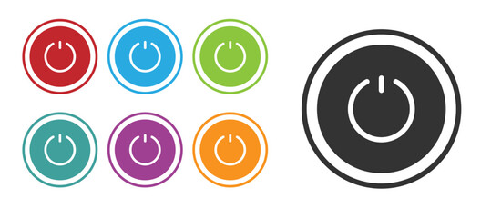 Black Power button icon isolated on white background. Start sign. Set icons colorful. Vector
