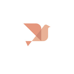 Flying dove geometric logo vintage style.