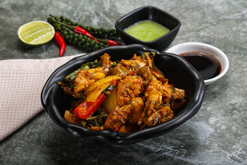 Vietnamese cuisine - fried frog with vegetables