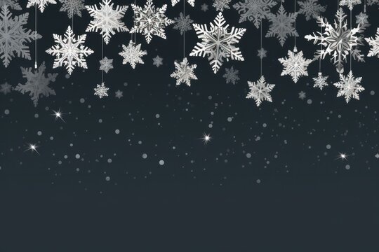 Charcoal christmas card with white snowflakes vector