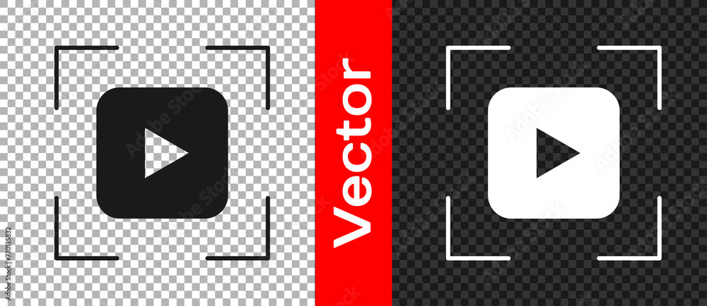 Poster black camera focus frame line icon isolated on transparent background. vector