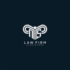 NS initial monogram logo lawfirm with pillar design