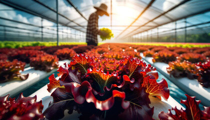 Hydroponic lettuce can be grown without soil, but it still requires a growing medium to support the plants. Common options include rockwool cubes, perlite, coconut coir, or other inert media  - obrazy, fototapety, plakaty