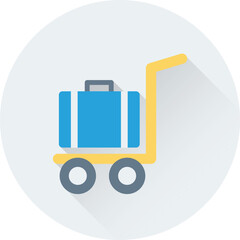 Luggage Trolley Vector Icon 