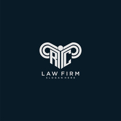 RC initial monogram logo lawfirm with pillar design