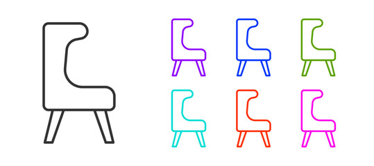 Black line Armchair icon isolated on white background. Set icons colorful. Vector