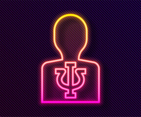 Glowing neon line Psychology icon isolated on black background. Psi symbol. Mental health concept, psychoanalysis analysis and psychotherapy. Vector