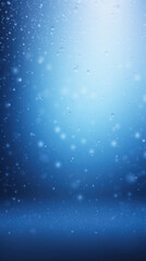 Fototapeta premium Abstract blue background with bokeh lights and falling snowflakes.