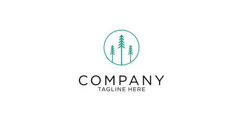 Simple pine tree logo design with unique concept| premium vector