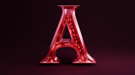 Red plastic letter a, golden font letter a, 3d render of a excavator, 3d render of letter A, Ai generated image  