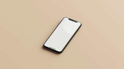 white smart phone on a beige background mockup