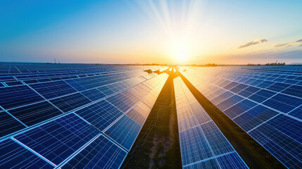 Solar park in desert, green renewable energy - Powered by Adobe