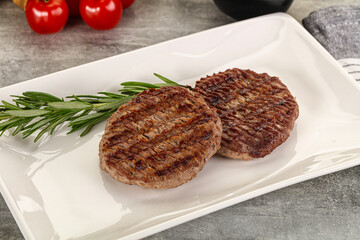 Grilled two beef burger cutlet