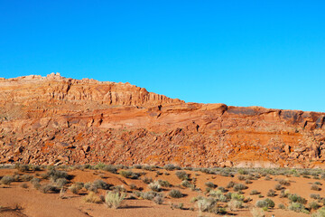 Fototapeta premium View of the mountain and blue sky in spring.