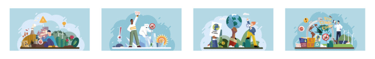 Climate change. Save the planet. Vector illustration Embracing environmental protection measures cmitigate effects global warming Its time to prioritize sustainability and combat climate change