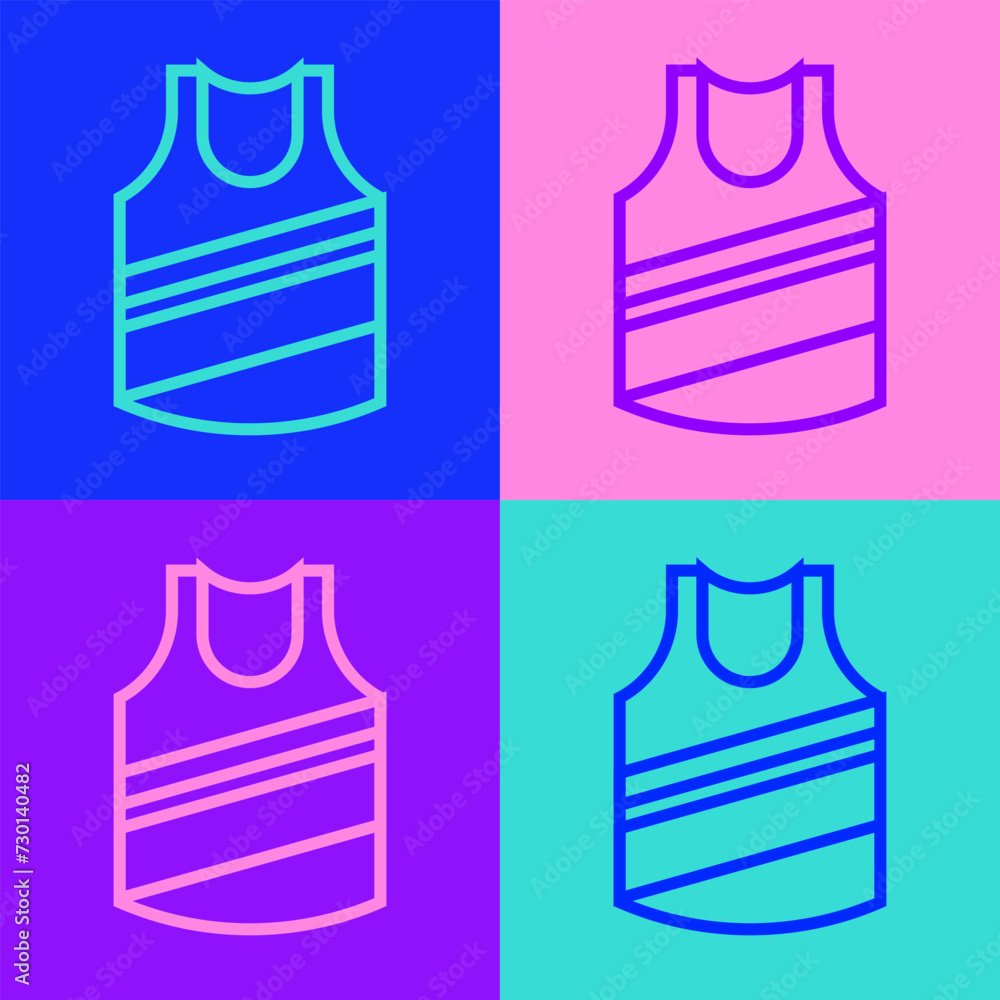 Poster pop art line undershirt icon isolated on color background. vector