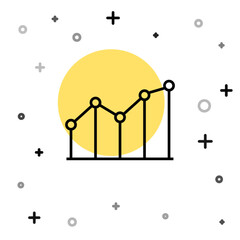 Black line Pie chart infographic icon isolated on white background. Diagram chart sign. Random dynamic shapes. Vector